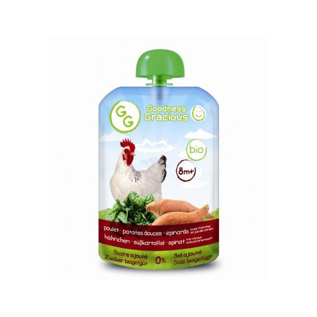 Mancare bebelusi - Pui - Cartof dulce - Spanac cu Menta si Suc Lamaie - Goodness Gracious - GG06