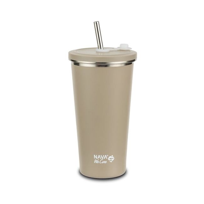 Cana termica cu pai din otel inoxidabil, nava we care, 500 ml, bej smb10-110-046