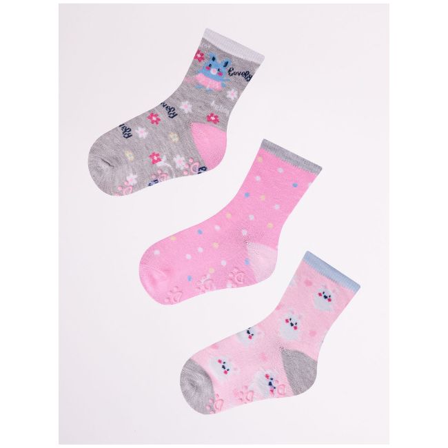 Set de trei perechi de sosete antiderapante pentru fetite - modele diverse skc-3pak-abs-g