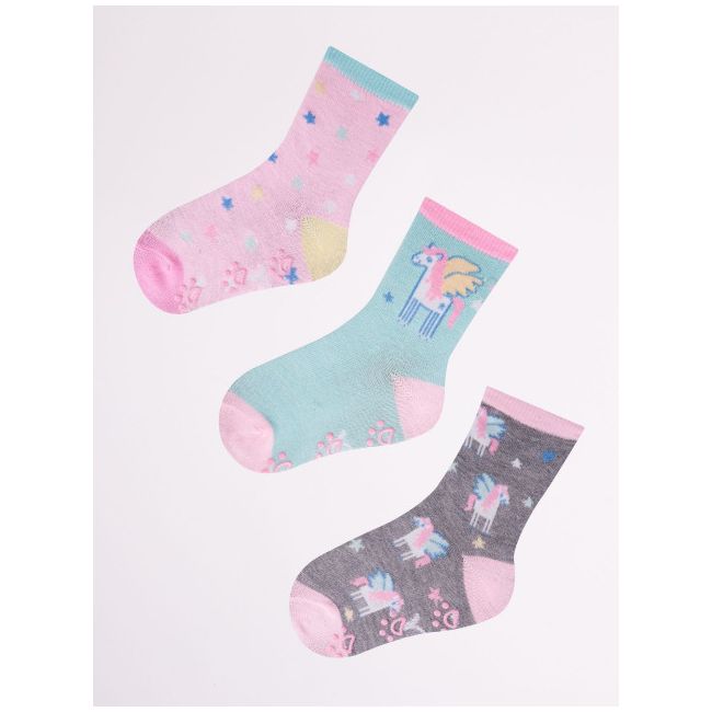 Set de trei perechi de sosete antiderapante pentru fetite - modele diverse skc-3pak-abs-g