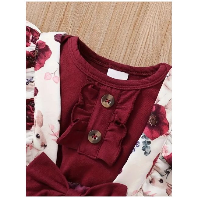 Set salopeta, body visiniu si bentita asortata mdtu64-r2