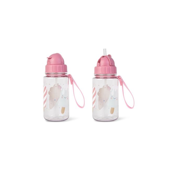 Sticla De Apa Pentru Copii, Cu Pai, Retractabila Anti-picurare, Transparenta, Reutilizabila, Din Tritan, Fara Bpa, Bidon, 400 Ml, Ice Cream Pjb74006