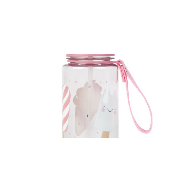 Sticla De Apa Pentru Copii, Cu Pai, Retractabila Anti-picurare, Transparenta, Reutilizabila, Din Tritan, Fara Bpa, Bidon, 400 Ml, Ice Cream Pjb74006