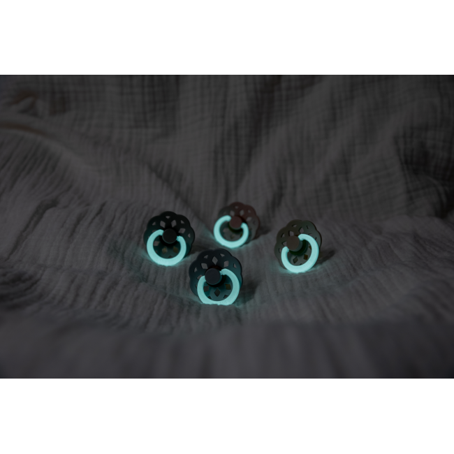 Bibs - set 2 suzete fosforescente colour glow latex, tetina rotunda, 6 luni +-black/vanilla bbb120251