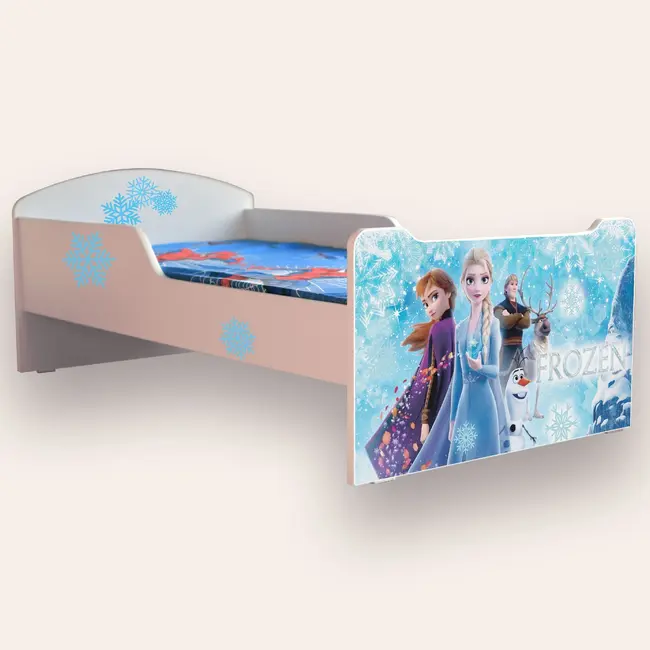 Pachet Complet Pat Creativ Frozen Fete 2-12 Ani Include Saltea Smartnest De 12 Cm Cu Lana, Protectie, Lenjerie, Perna Si Pilota