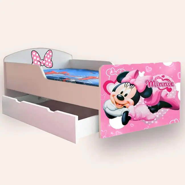 Pat Creativ Minnie Fete 2-12 Ani Cu Sertar Si Saltea 160x80x6 Cm Cu Lana- CMG43817558966529SRT