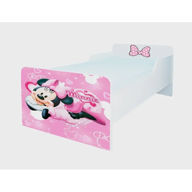 Pachet Complet Patut Creativ Minnie Pt Fete 2 - 8 Ani, Saltea Smartnest Cu Lana 140x70x12 Cm, Husa, Pilota, Lenjerie, Perna
