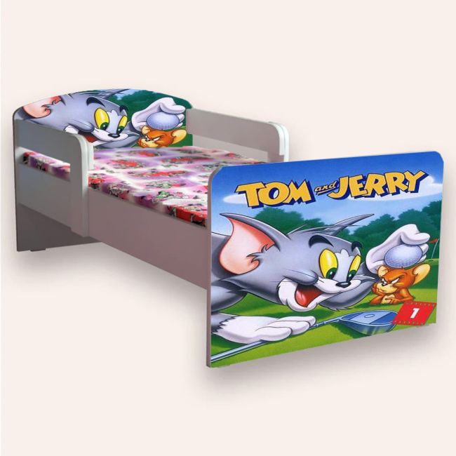 Pat Copii Tom Si Jerry 2-8 Ani Cu Saltea De Lana Si Protectie Laterala Detasabila- CMG46521040044372SFN70