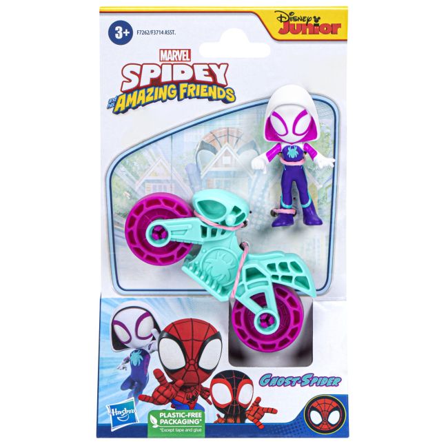 SPIDERMAN SET MOTOCICLETA SI FIGURINA GHOST SPIDER 6CM VIVF3714_F7262