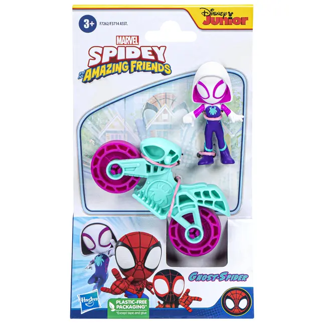 SPIDERMAN SET MOTOCICLETA SI FIGURINA GHOST SPIDER 6CM VIVF3714_F7262