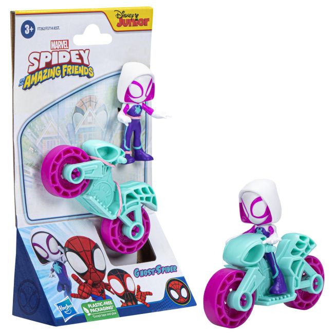 SPIDERMAN SET MOTOCICLETA SI FIGURINA GHOST SPIDER 6CM VIVF3714_F7262