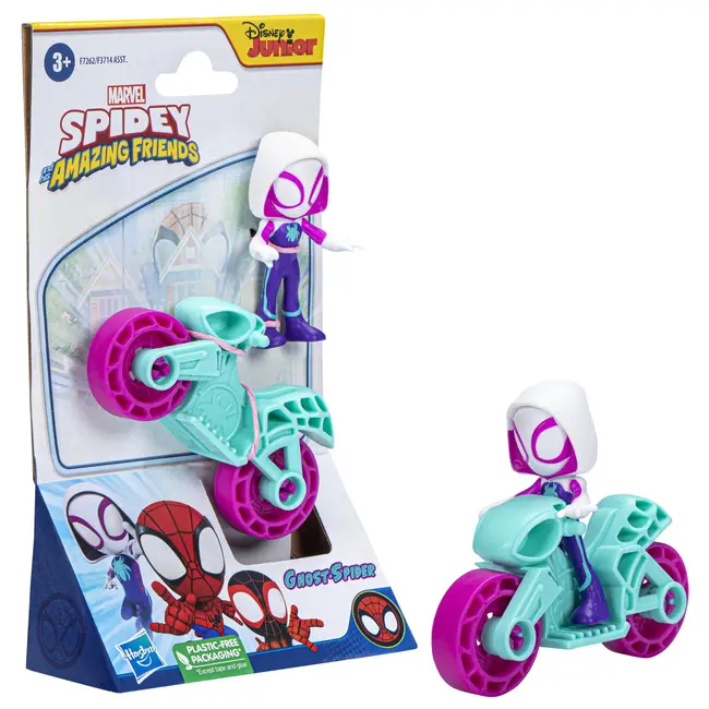 SPIDERMAN SET MOTOCICLETA SI FIGURINA GHOST SPIDER 6CM VIVF3714_F7262