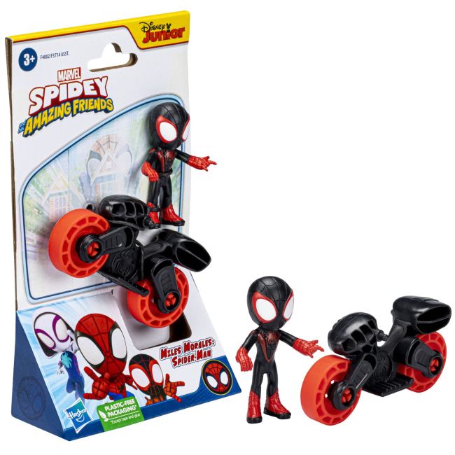 SPIDERMAN SET MOTOCICLETA SI FIGURINA MILES MORALES SPIDER MAN 6CM VIVF3714_F4002