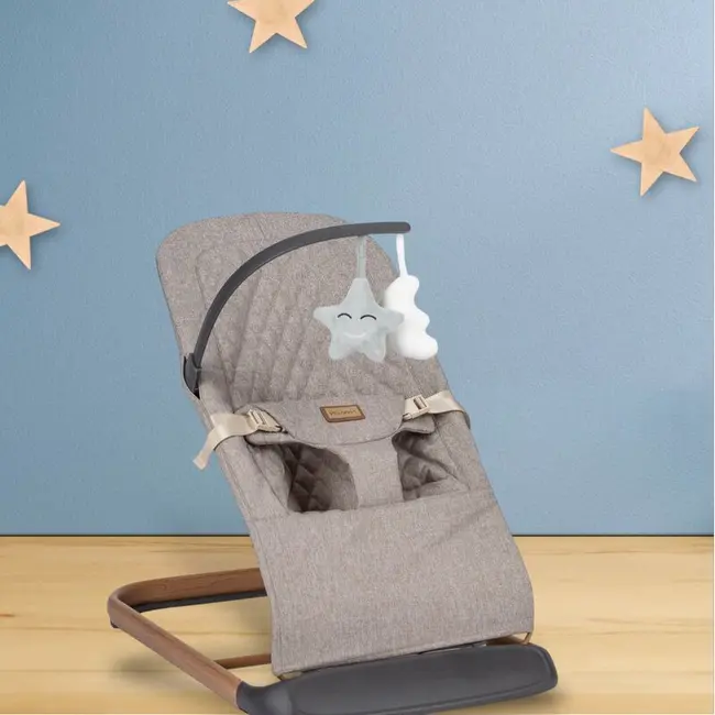 Sezlong balansoar, FreeON, Serene, Pana la 9 kg, Cu centura in 3 puncte, Spatar reglabil in 3 etape, Cu bara de jucarii, 70 x 45 x 56 cm, 0 luni+, Beige BYN84942