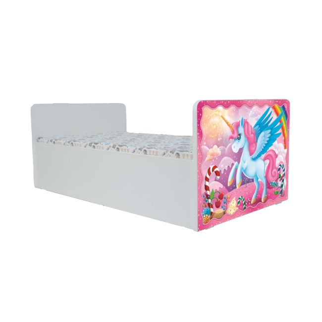 Pat Pentru Fetite 2-12 Ani Inspiratie Unicorn Cu Saltea Cu Lana 160 X 80 Cm - PTV10019