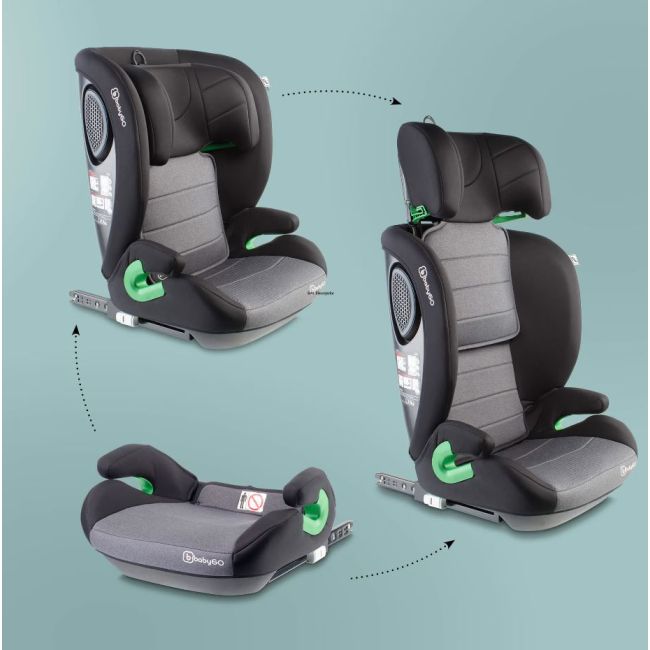 Babygo - scaun auto safechild2  grey, 100-150 cm, certificat r129 bbbbgo-3852