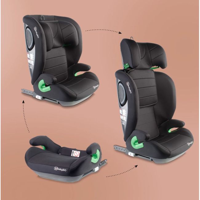 Babygo - scaun auto safechild2 black, 100-150 cm, certificat r129 bbbbgo-3851