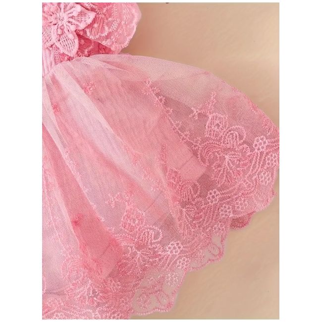 Body rochita, din muselina, cu danteluta si tulle mbtu70-de