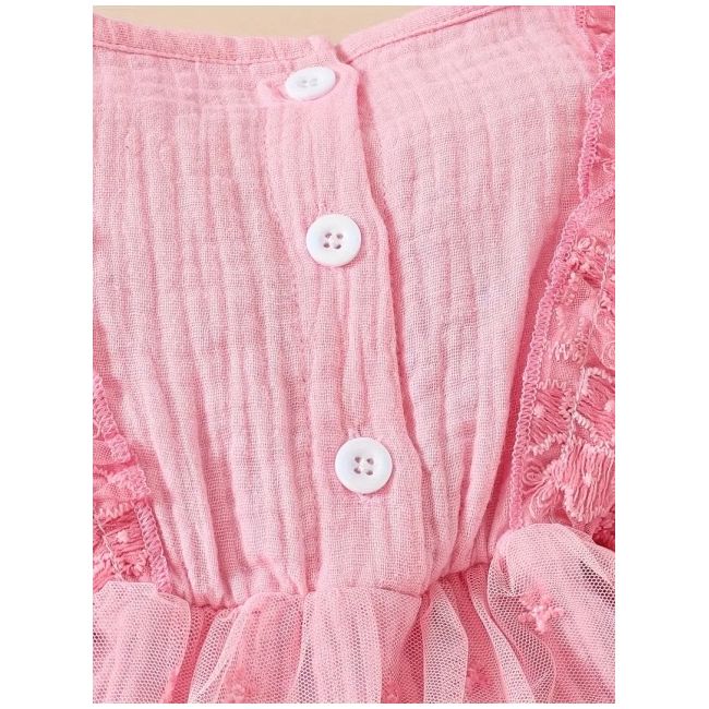 Body rochita, din muselina, cu danteluta si tulle mbtu70-de