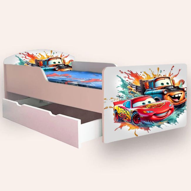 Pat Baieti 2-12 Ani Creativ Fulger Mcqueen, Include Sertar Si Saltea Cu Lana 160x80- CMG49440793559380SRTSFN80