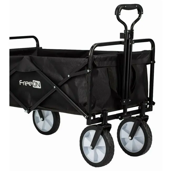 Carucior pliabil, FreeON, Pentru transportul diferitelor obiecte atat in casa, cat si in vacanta, Cu 2 buzunare, Maner reglabil 71-101 cm, Pana la 100 kg, 95x54x101 cm, Black BYN81606