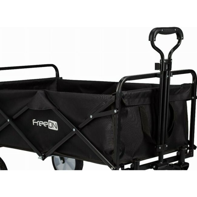 Carucior pliabil, FreeON, Pentru transportul diferitelor obiecte atat in casa, cat si in vacanta, Cu 2 buzunare, Maner reglabil 71-101 cm, Pana la 100 kg, 95x54x101 cm, Black BYN81606