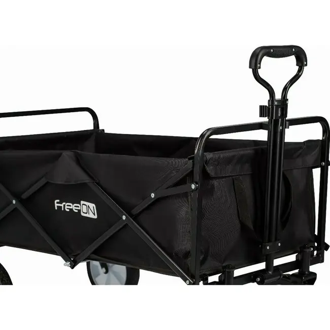Carucior pliabil, FreeON, Pentru transportul diferitelor obiecte atat in casa, cat si in vacanta, Cu 2 buzunare, Maner reglabil 71-101 cm, Pana la 100 kg, 95x54x101 cm, Black BYN81606
