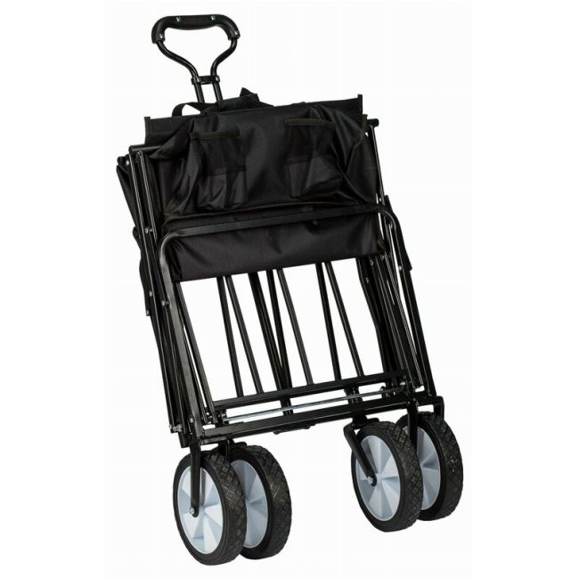 Carucior pliabil, FreeON, Pentru transportul diferitelor obiecte atat in casa, cat si in vacanta, Cu 2 buzunare, Maner reglabil 71-101 cm, Pana la 100 kg, 95x54x101 cm, Black BYN81606