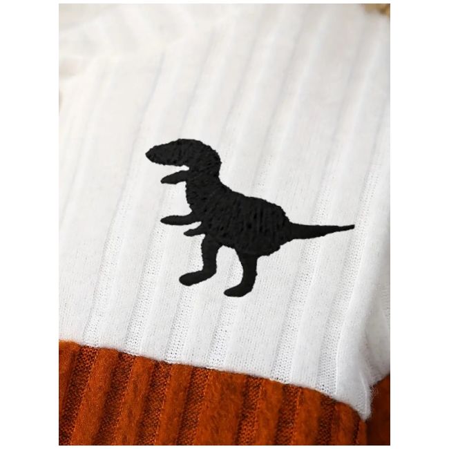 Costumas negru cu alb si maro pentru baietei - dino mbtu68-r2