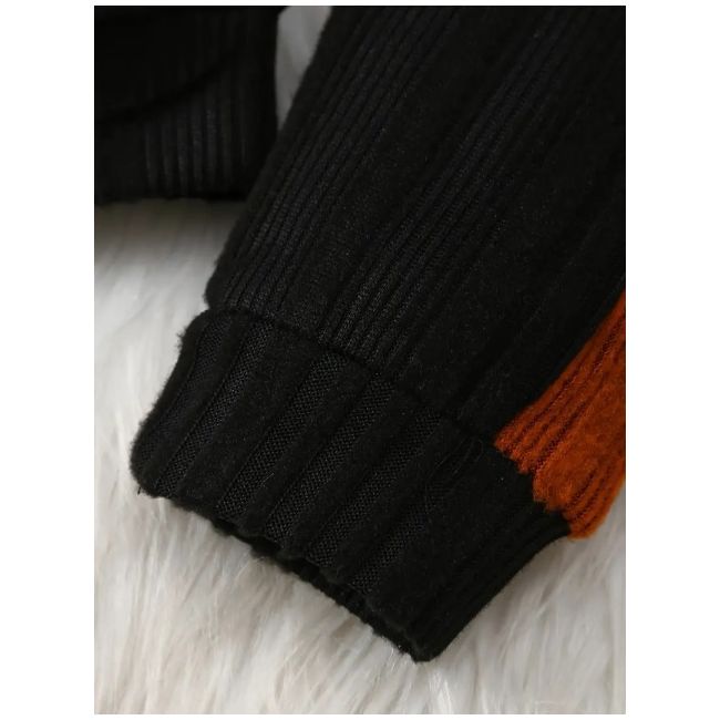 Costumas negru cu alb si maro pentru baietei - dino mbtu68-r2