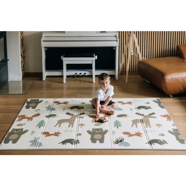Covoras de joaca, FreeON, Magic Friends, Cu doua fete, Pliabil, Protectie impotriva loviturilor, 200 x 150 cm, Cu Imprimeu pe ambele parti, 0 luni+, Multicolor BYN83556