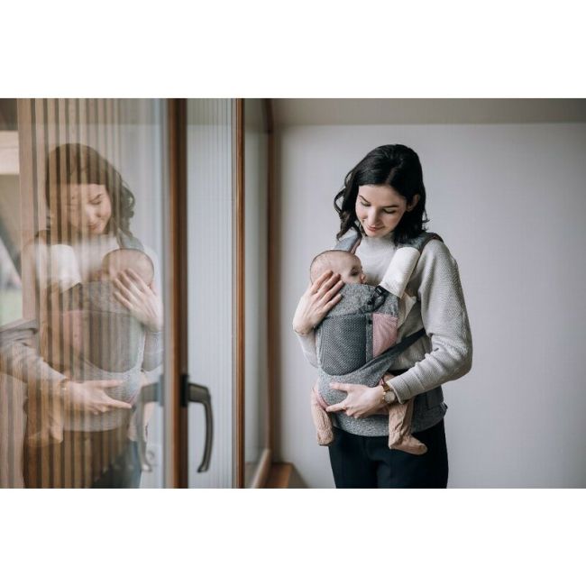 Marsupiu bebe, FreeON, Carry Me, 3 in 1, De la 4 luni pana la 15 kg, Tesatura din plasa 3D, Confortabil si sigur pentru bebe, Grey/Pink BYN82030