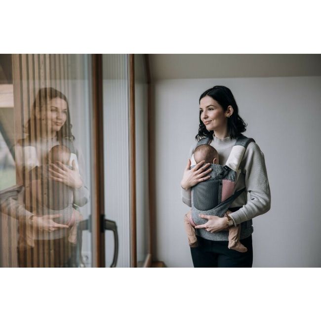 Marsupiu bebe, FreeON, Carry Me, 3 in 1, De la 4 luni pana la 15 kg, Tesatura din plasa 3D, Confortabil si sigur pentru bebe, Grey/Pink BYN82030