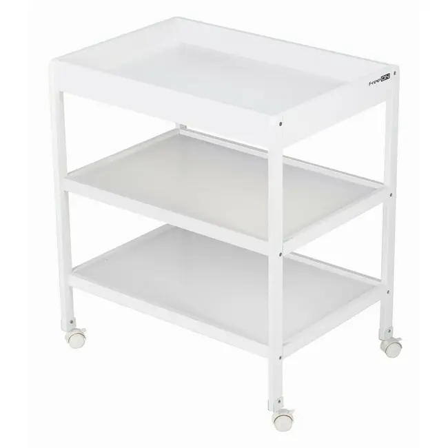 Masuta de infasat, FreeON, Mila, Din lemn, Cu 4 roti pentru transport facil, Cu 3 suprafete de depozitare, 76x54x86 cm, White BYN82702