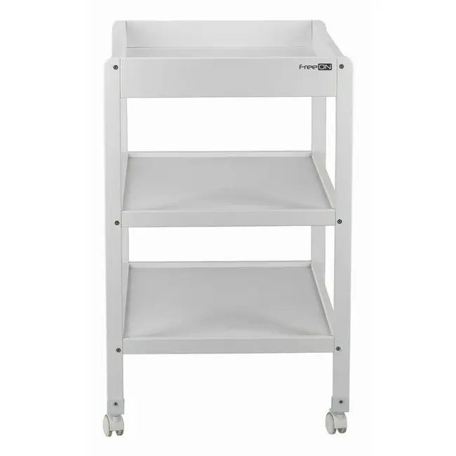 Masuta de infasat, FreeON, Mila, Din lemn, Cu 4 roti pentru transport facil, Cu 3 suprafete de depozitare, 76x54x86 cm, White BYN82702