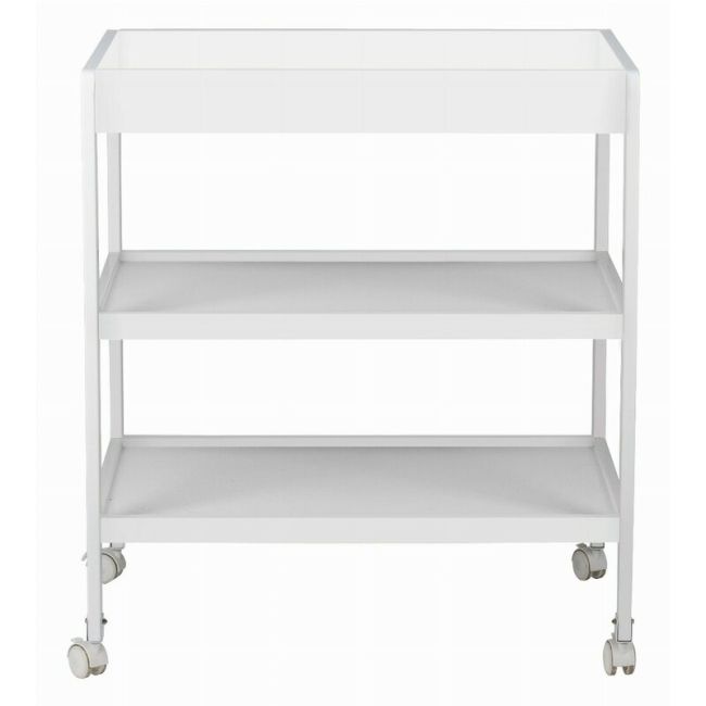 Masuta de infasat, FreeON, Mila, Din lemn, Cu 4 roti pentru transport facil, Cu 3 suprafete de depozitare, 76x54x86 cm, White BYN82702