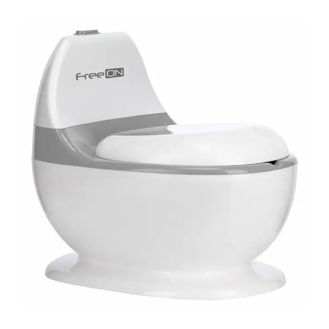 Olita educativa, FreeON, Trainer, Minitoaleta, Cu spatiu pentru hartie/servetele, Cu sunet realist de tras apa, Pana la 25 kg, 3 ani+, White/Grey BYN49249