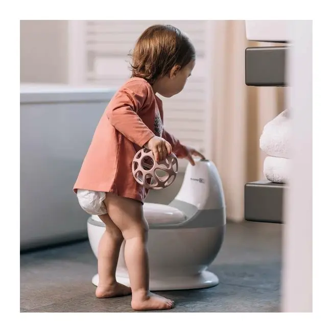 Olita educativa, FreeON, Trainer, Minitoaleta, Cu spatiu pentru hartie/servetele, Cu sunet realist de tras apa, Pana la 25 kg, 3 ani+, White/Grey BYN49249