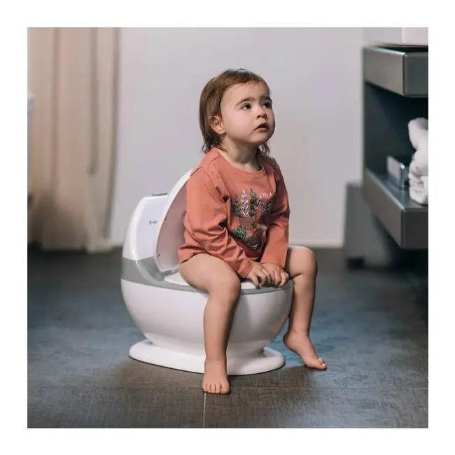 Olita educativa, FreeON, Trainer, Minitoaleta, Cu spatiu pentru hartie/servetele, Cu sunet realist de tras apa, Pana la 25 kg, 3 ani+, White/Grey BYN49249