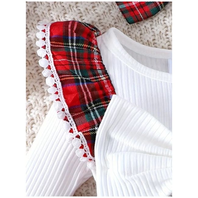 Rochita body alba cu carouri rosii mdtu78-r1