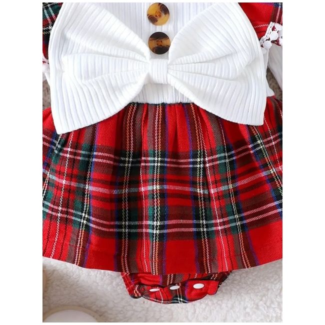 Rochita body alba cu carouri rosii mdtu78-r1