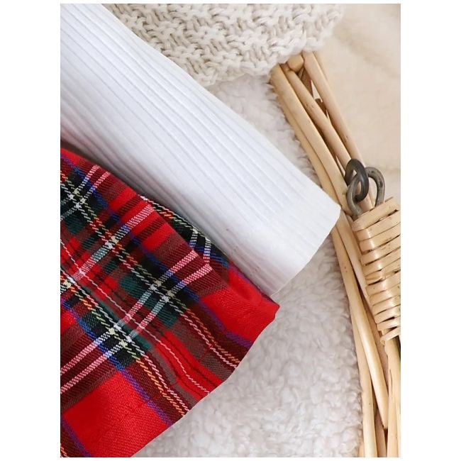 Rochita body alba cu carouri rosii mdtu78-r1