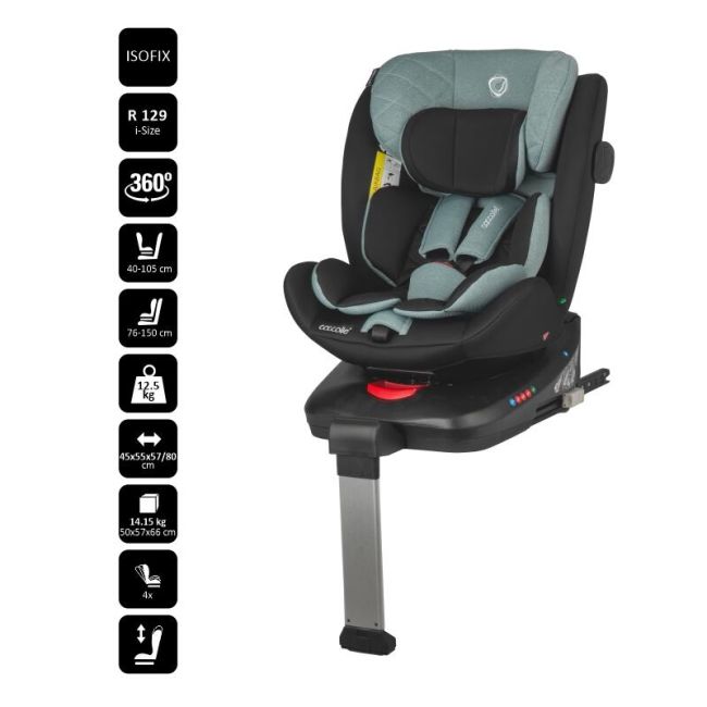Scaun auto isize 40-150 cm coccolle vigo emerald green+coccolle parasolar auto cu ventuze smb324085680c im-06q