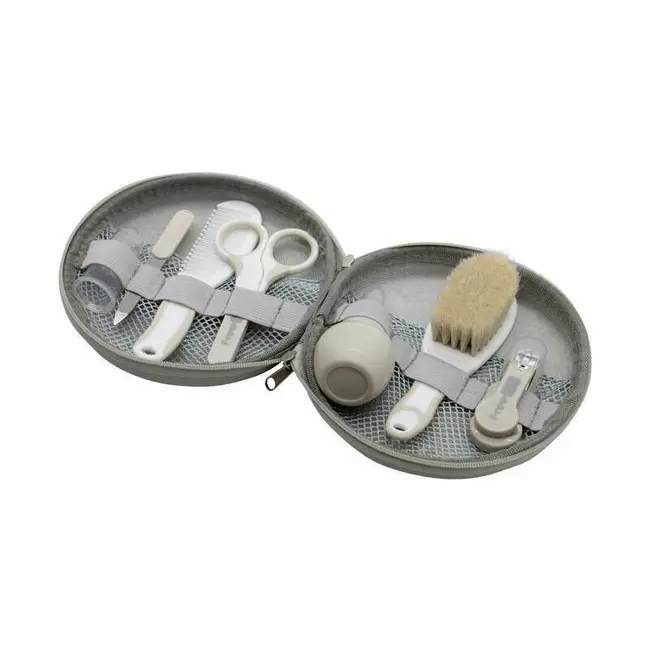 Set ingrijire, FreeON, Contine aspirator nazal, pila de unghii, unghiera, perie de par, piepene, forfecuta si periuta de dinti pentru deget, 0 luni+, Grey BYN82825