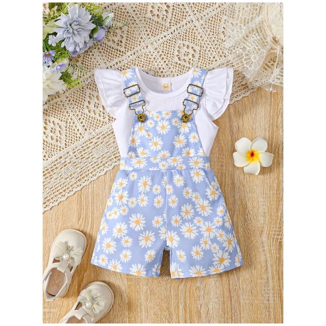 Set salopeta bleu si bluzita alba mdtu62-r2