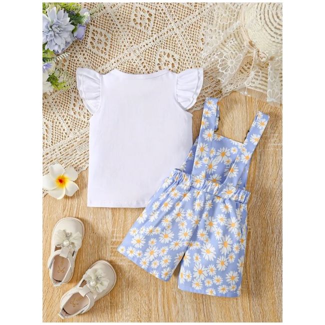 Set salopeta bleu si bluzita alba mdtu62-r2