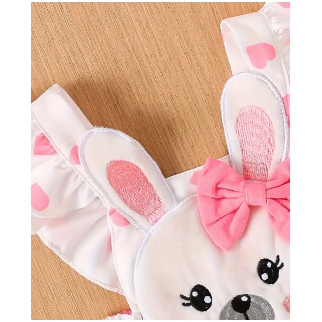 Set sarafan alb cu inimioare si body roz mbtu02-r2