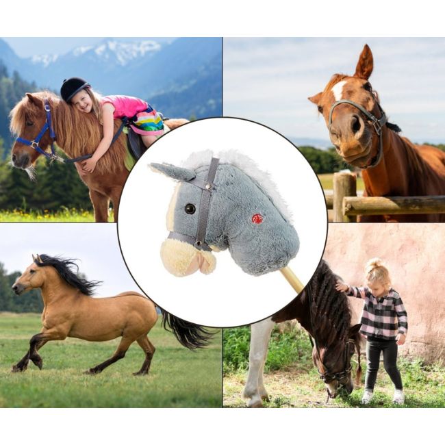 Calut de jucarie cu miscare si sunete, Hobby Horse, Grey, Milly Mally EKDmm7355