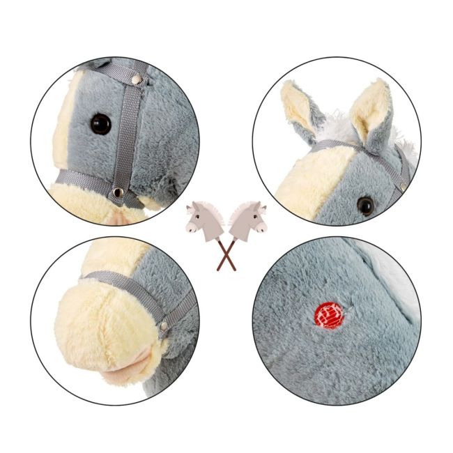 Calut de jucarie cu miscare si sunete, Hobby Horse, Grey, Milly Mally EKDmm7355