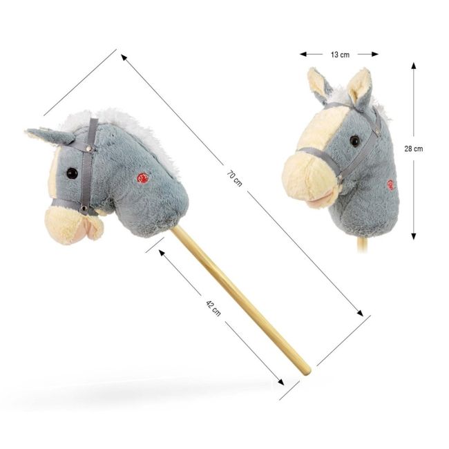 Calut de jucarie cu miscare si sunete, Hobby Horse, Grey, Milly Mally EKDmm7355